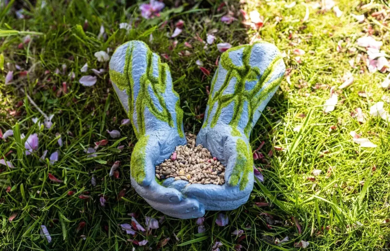 Unique Hands Resin Bird Feeder