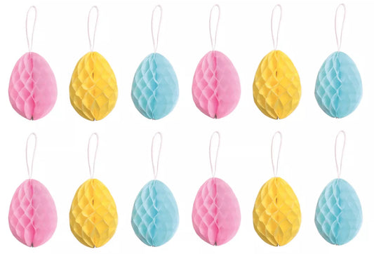 12pk Pastel Honeycomb Paper Easter Decorations