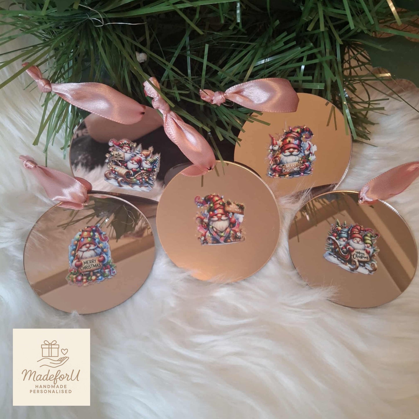 Set Of 5 Festive Gonk Baubles