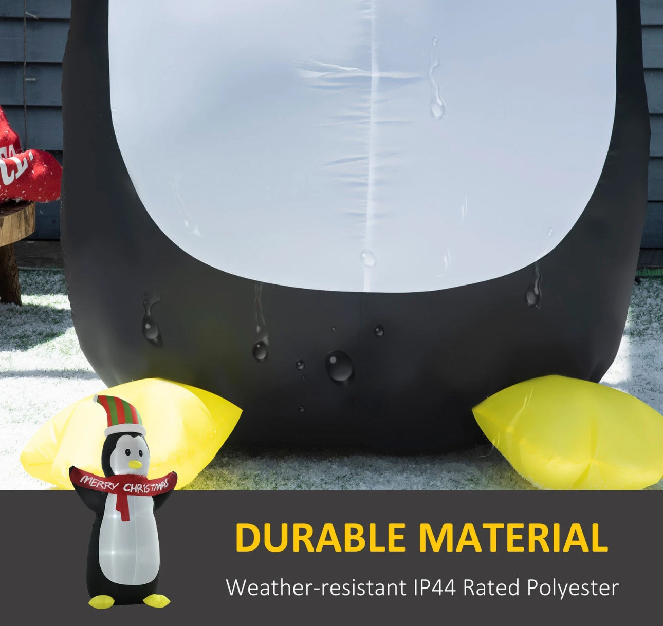 8ft Inflatable Penguin With Christmas Banner