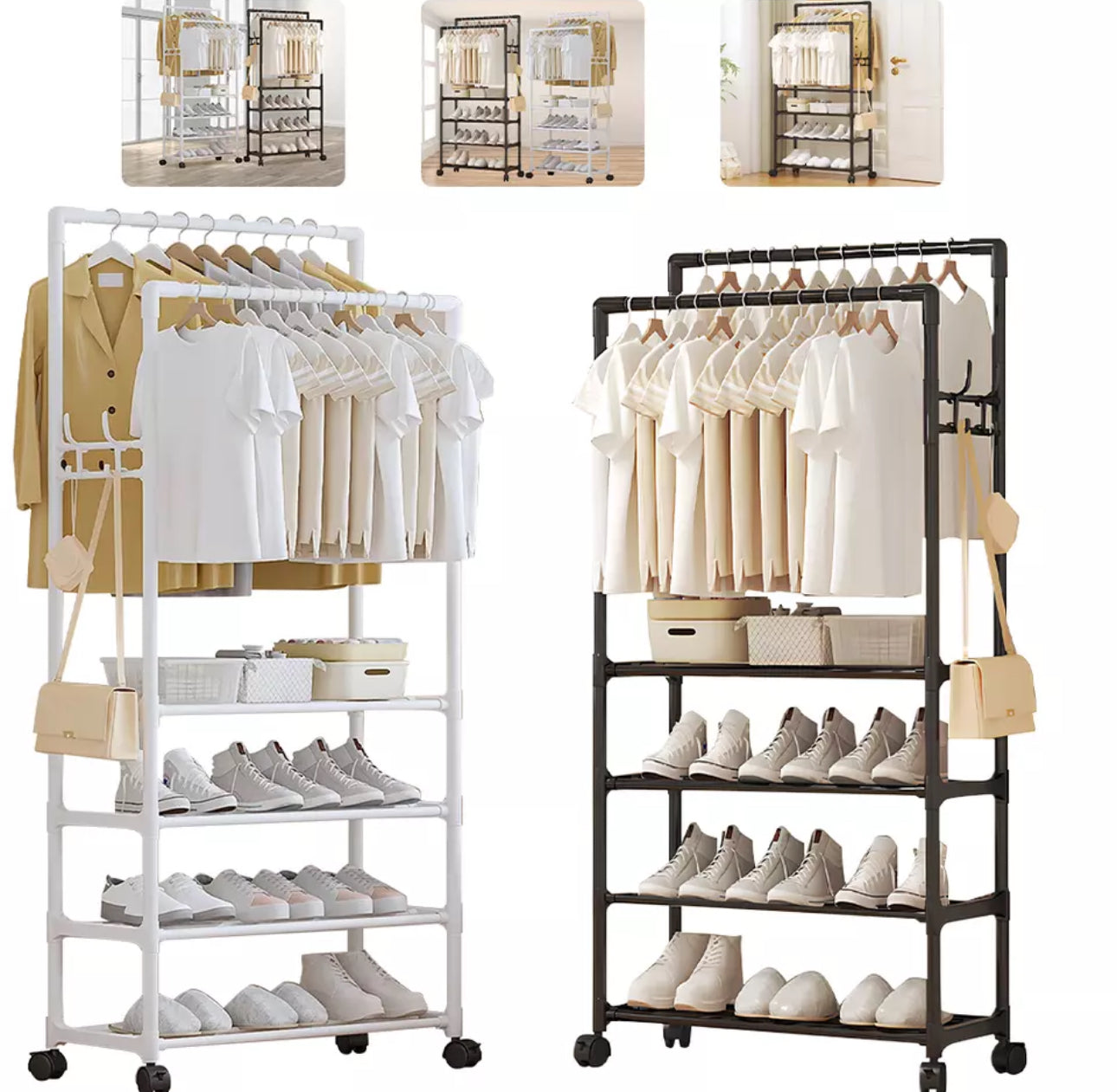 4 Tier Metal Shoe & Coat Rack