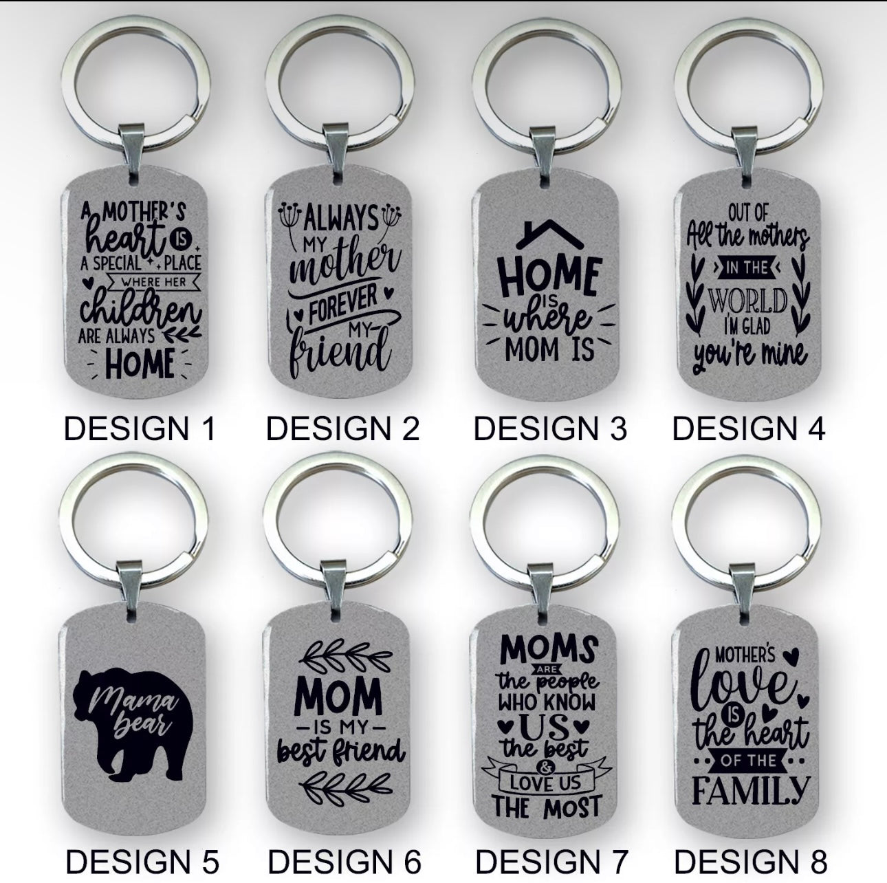 Personalised Engraved Stainless Steel Keyrings For Mother’s Day