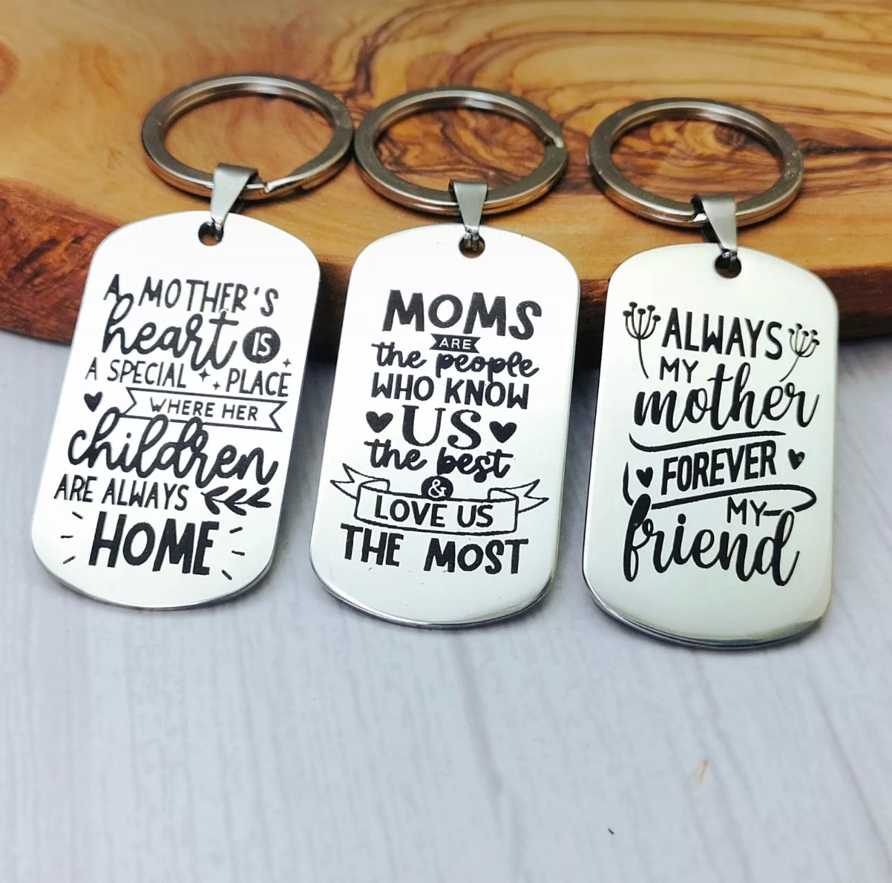 Personalised Engraved Stainless Steel Keyrings For Mother’s Day