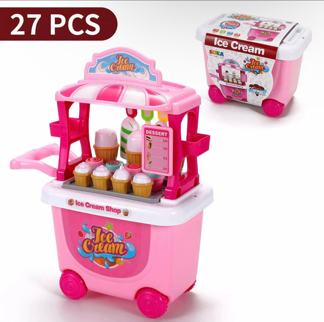 27pc Ice Cream Trolley