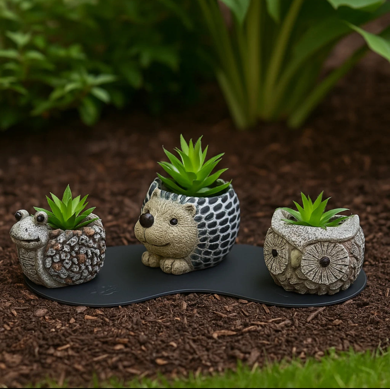 Set of 3 Animal Planters With Artificial Plants