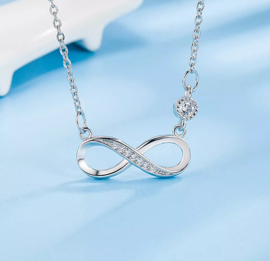 Silver Crystal Infinity Loop Pendant