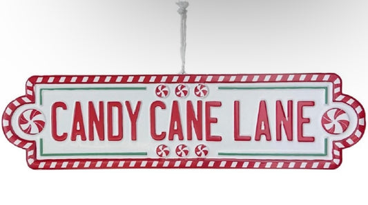 Retro Metal Candy Cane Lane Sign
