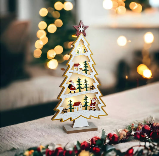 Light Up Christmas Tree Village Scene