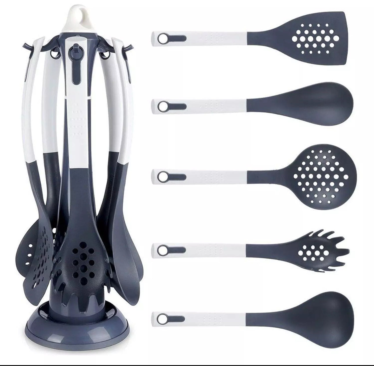 6pc Rotating Stand Of Cooking Utensils