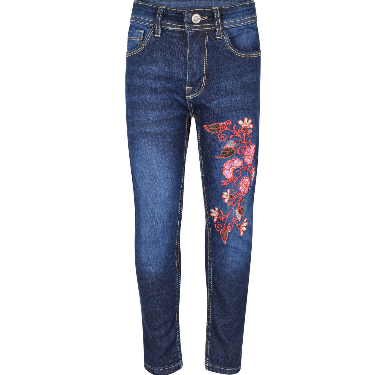 Girls Stretchy Embroidered Jeans