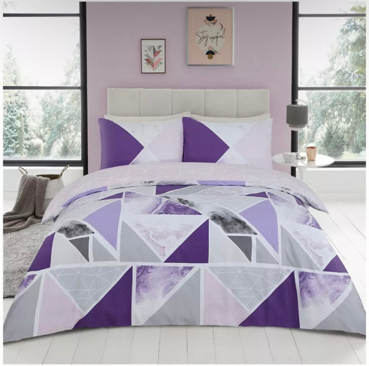 Mila Purple & Grey Duvet Set KING