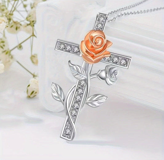 Rose On A Cross Pendant