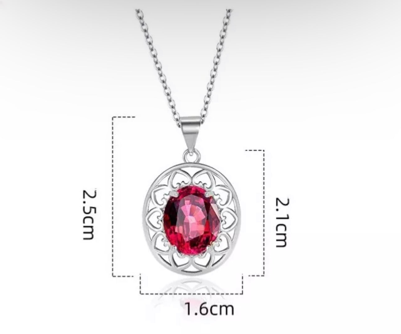 Elegant Oval Red Crystal Pendant