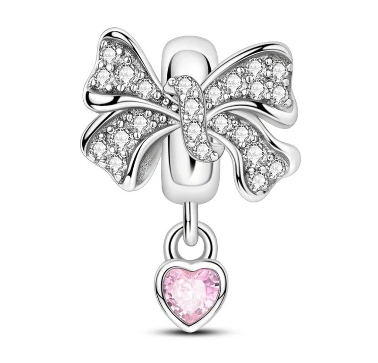 Pink Heart Bow Charm