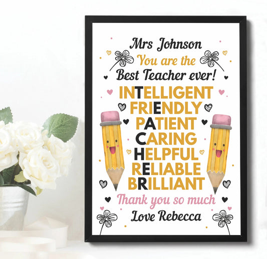 Personalised Framed Teacher Print