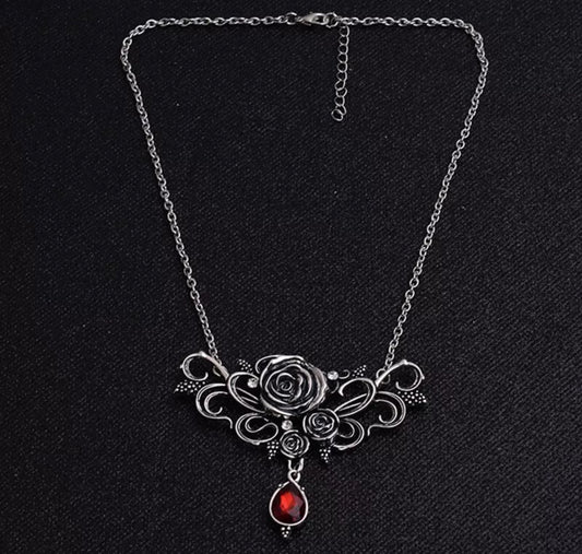 Vampire Rose Teardrop Necklace