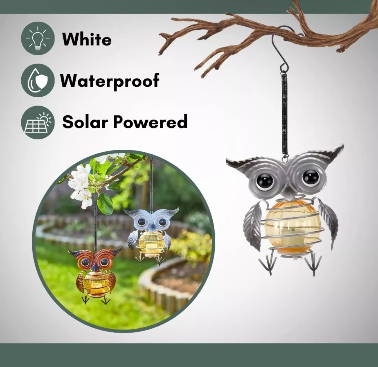 Solar Hanging Owl Ornament