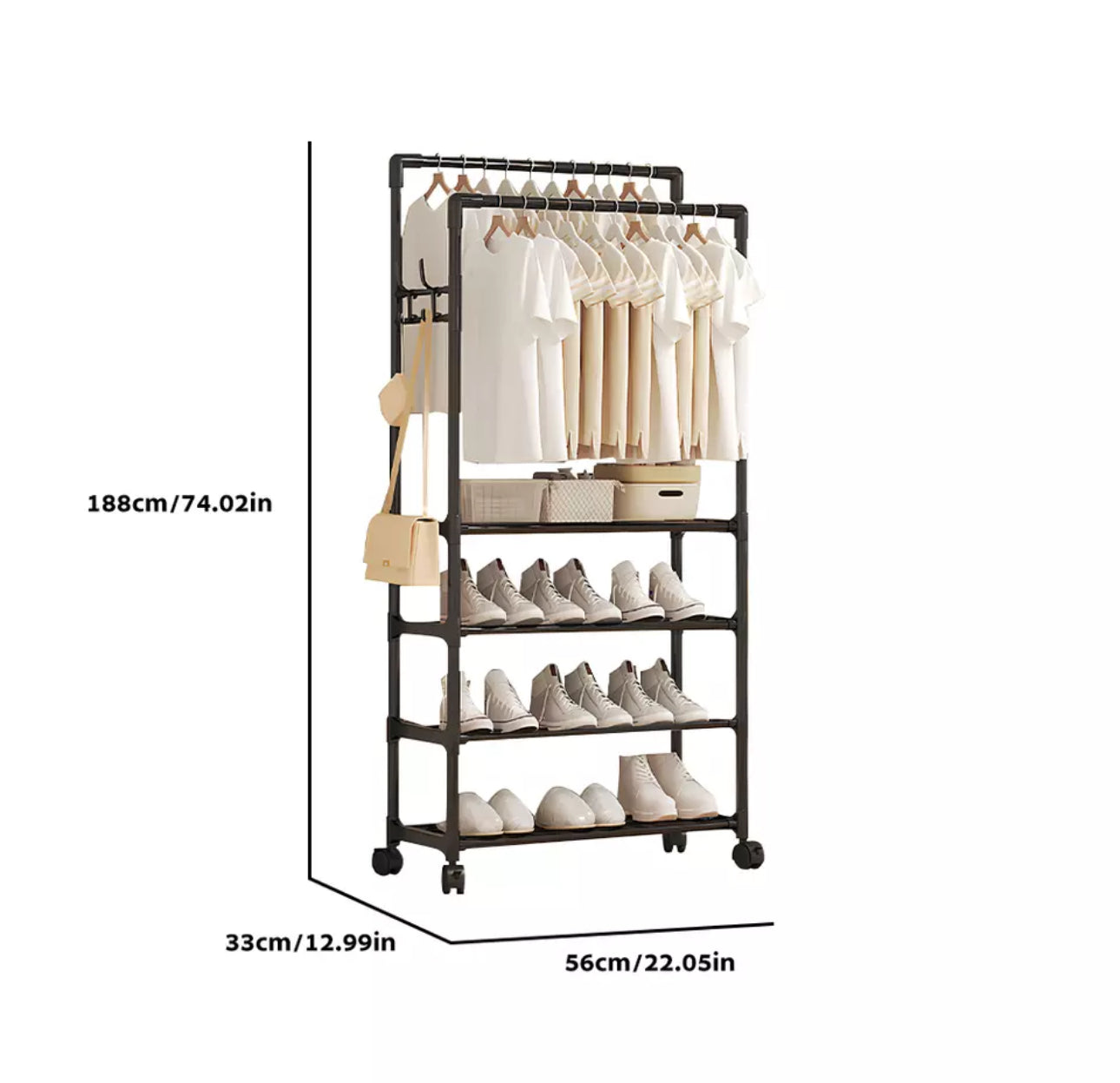 4 Tier Metal Shoe & Coat Rack