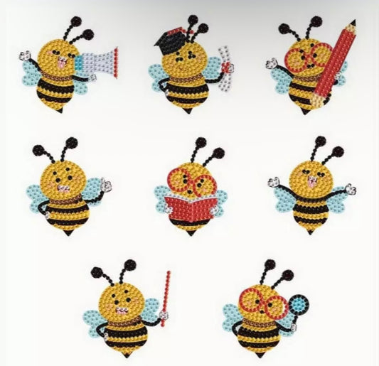 8pcs Teaching Bee Diamond Art Fridge Magnets