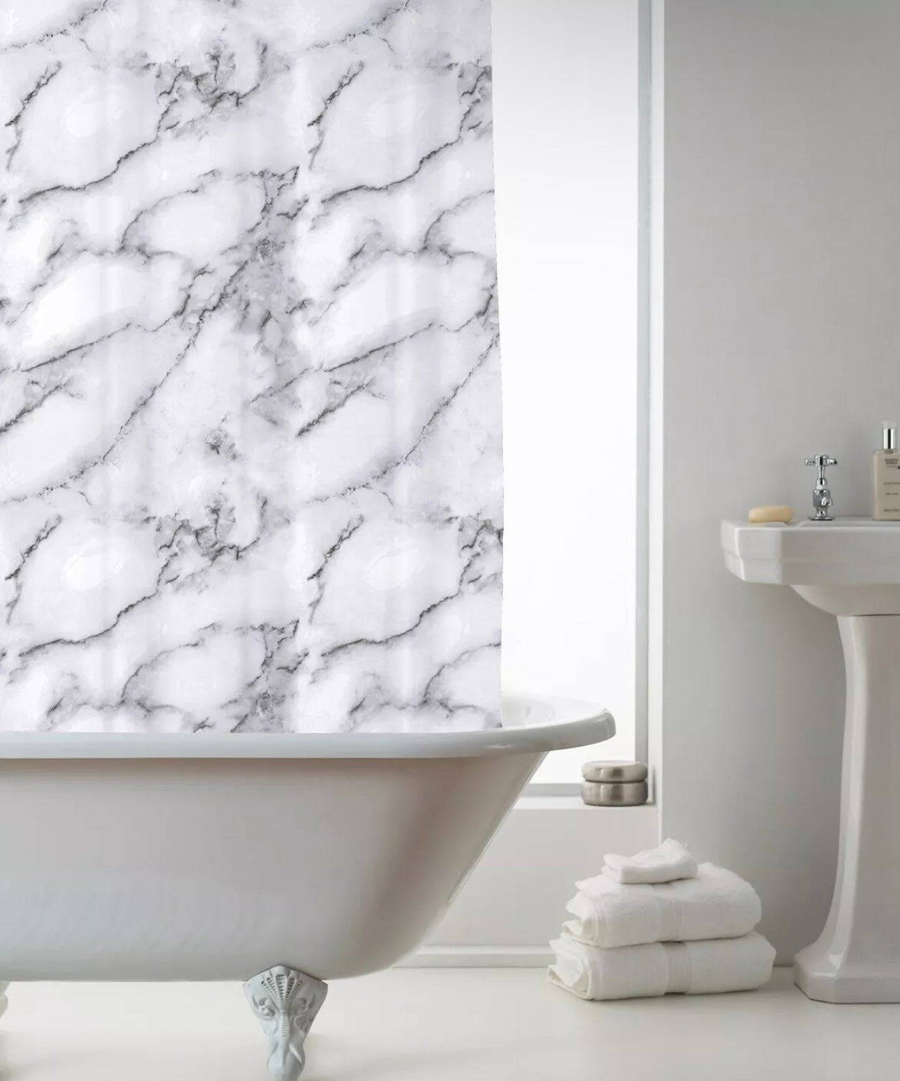 Marble Effect Shower Curtain (PEVA)