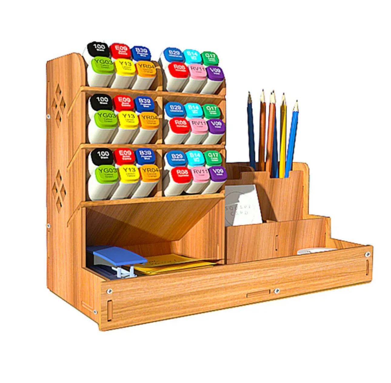 Wooden Office Desktop Organiser