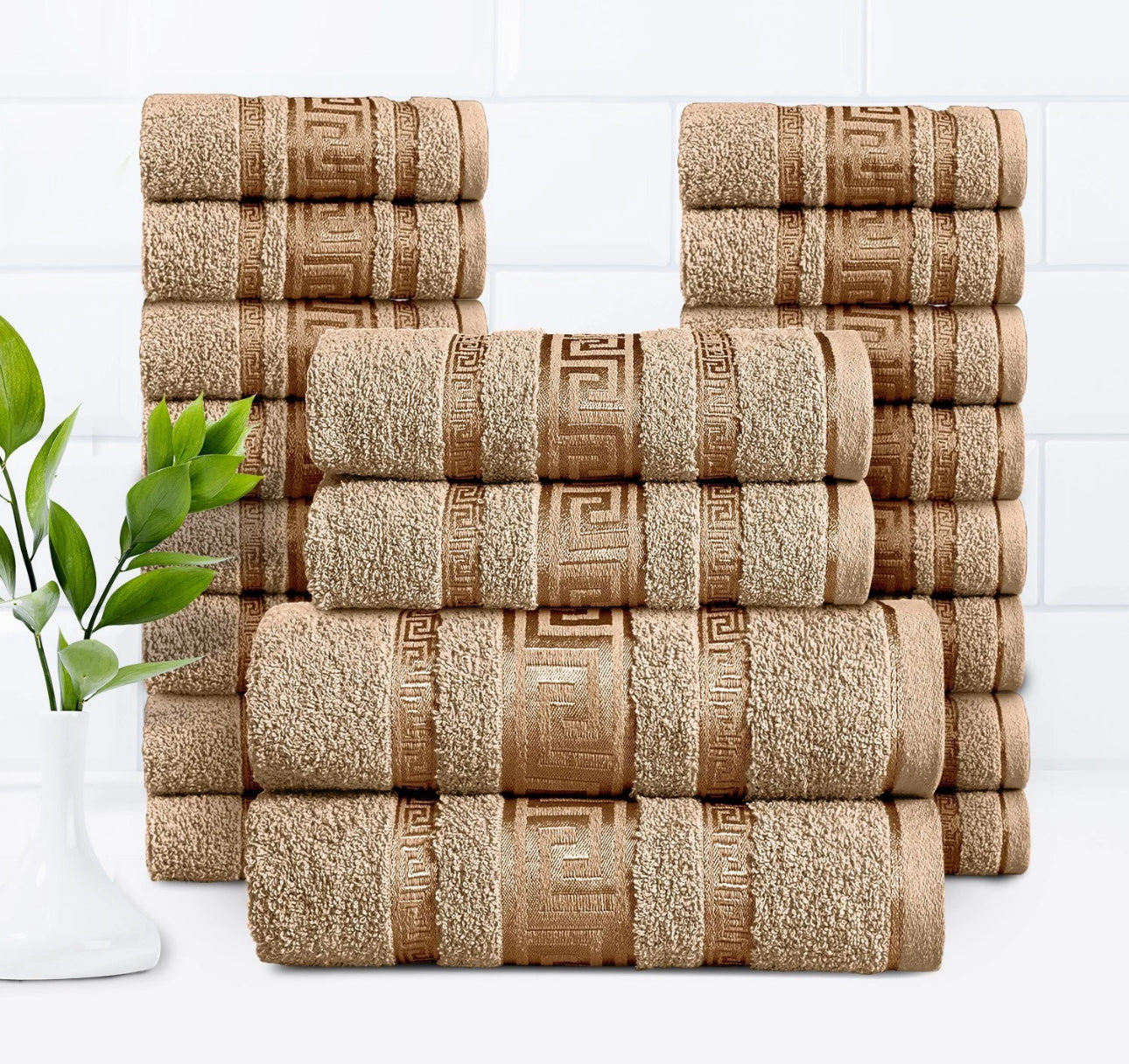 20pc Greek Key Bathroom Towel Bale