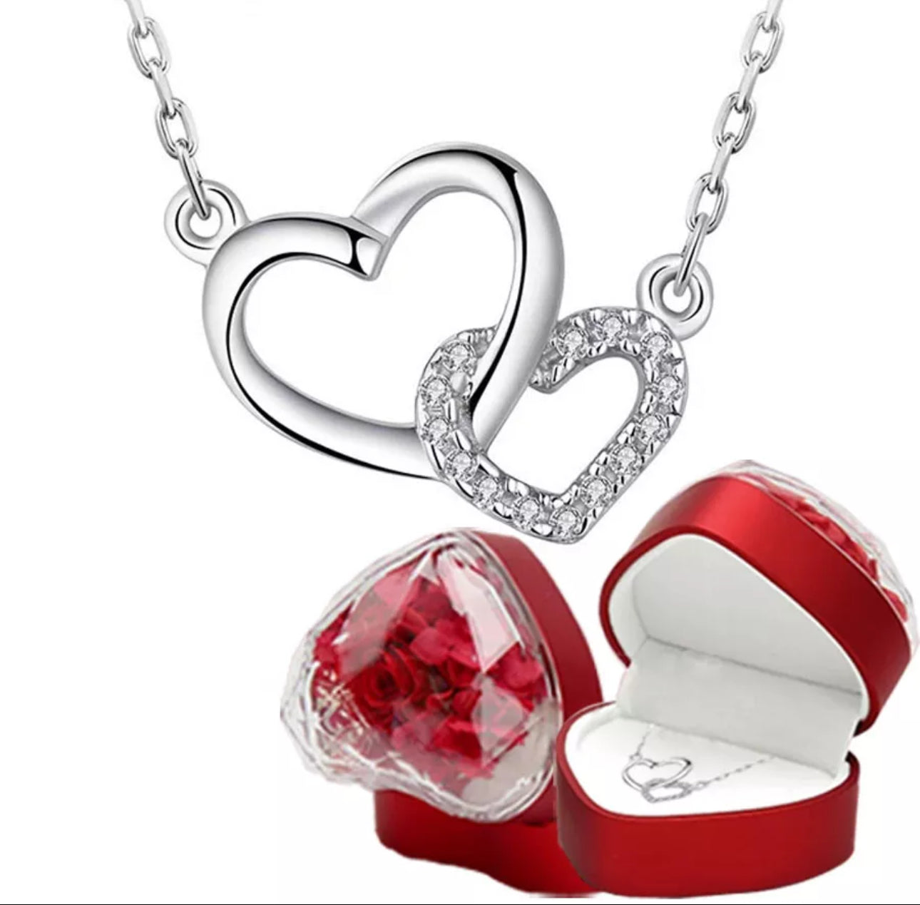 Unique Heart Link Necklace Gift Set