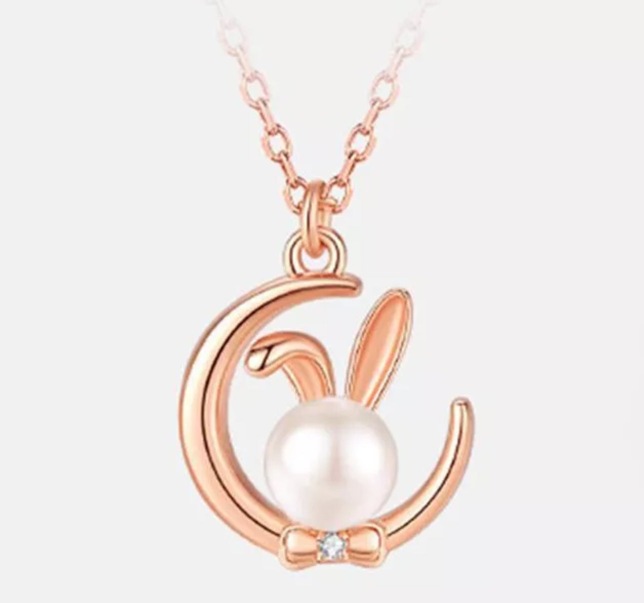 Pearl Rabbit Moon Necklace