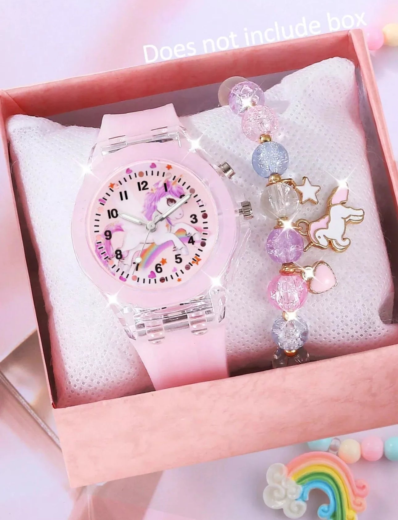 Girls 2pc Light Up Wrist Watch & Bracelet Gift Set