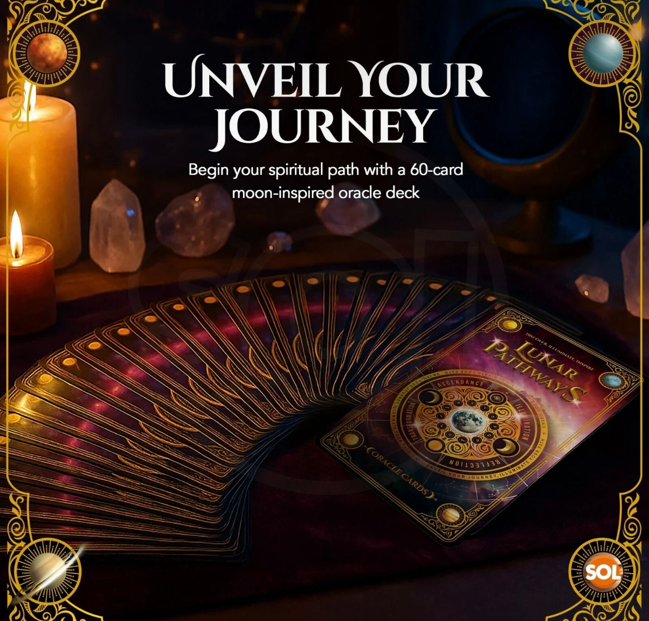 60pc Lunar Pathways Oracle Cards For Beginners