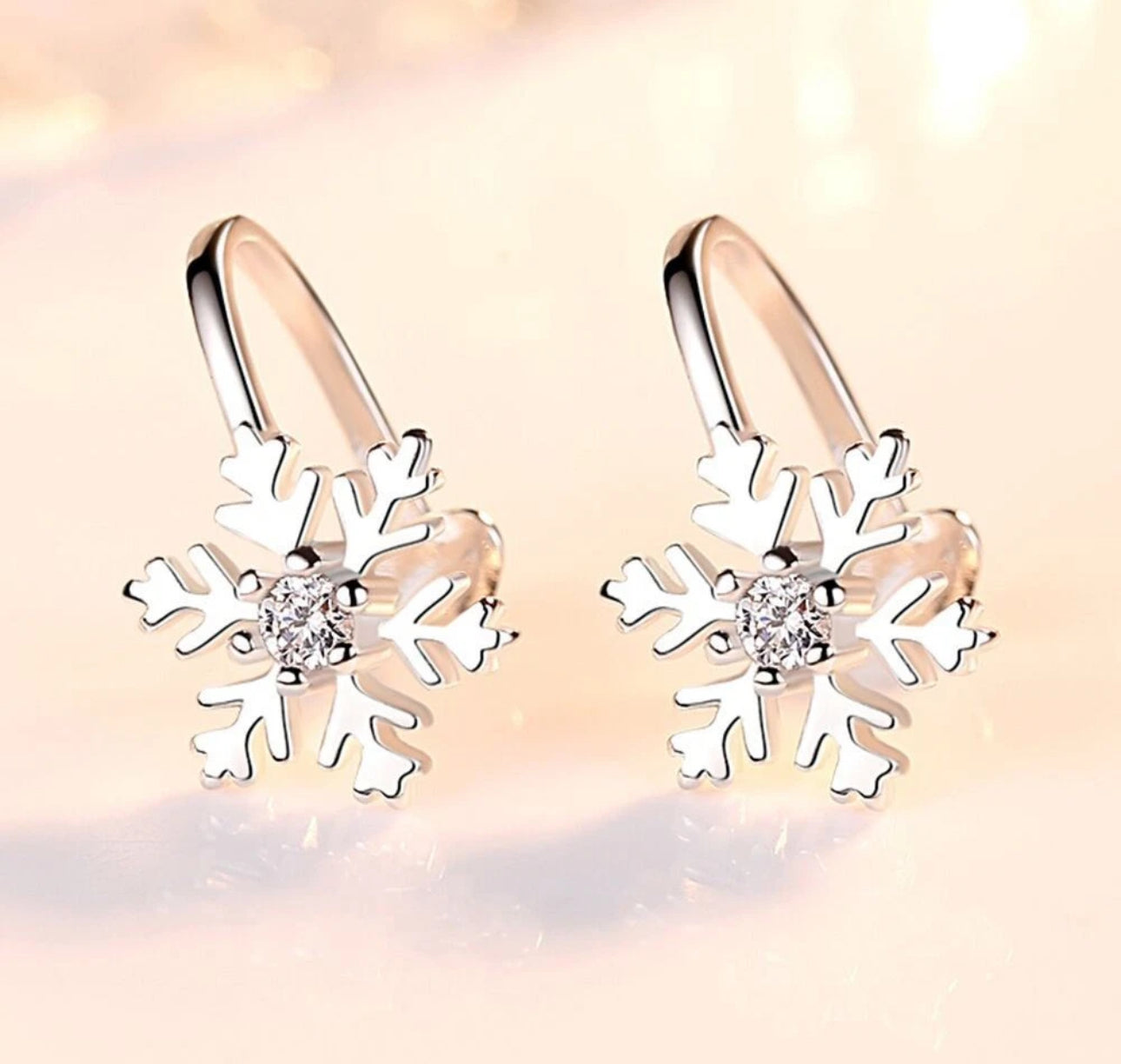 Silver Snowflake Ear Cuff Earrings
