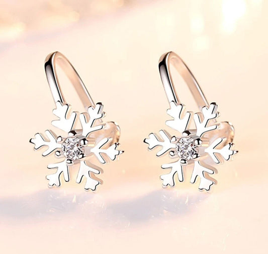 Silver Snowflake Ear Cuff Earrings