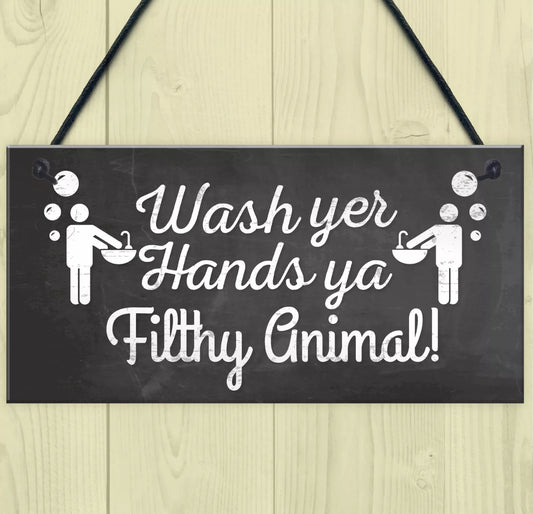 Novelty Wash Your Hands Bathroom Plaque