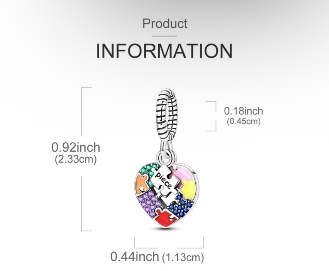 Colourful Puzzle Heart Charm