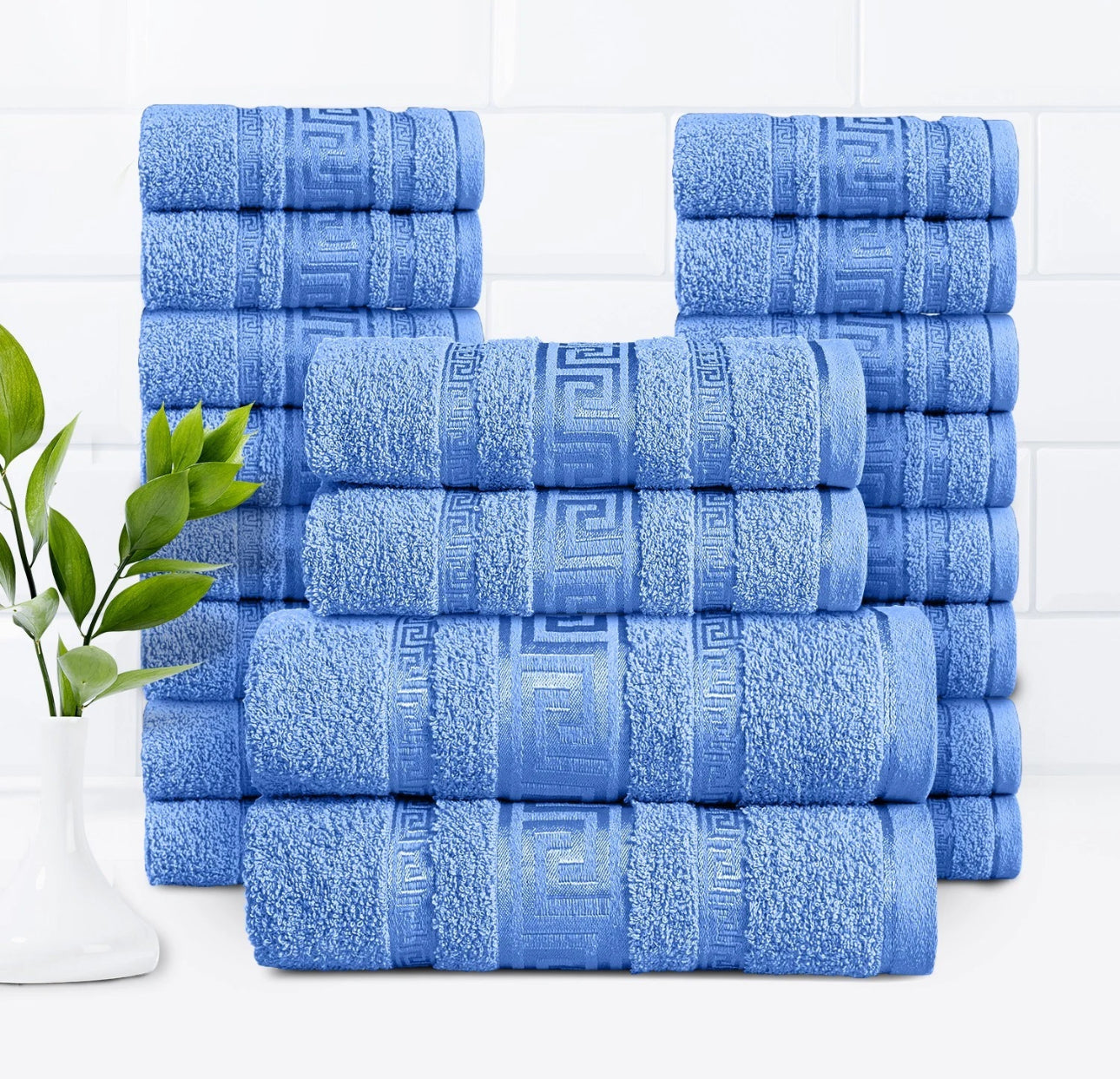 20pc Greek Key Bathroom Towel Bale
