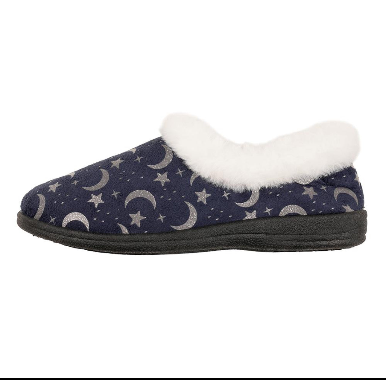 Ladies Full Plush Moon & Stars Slippers