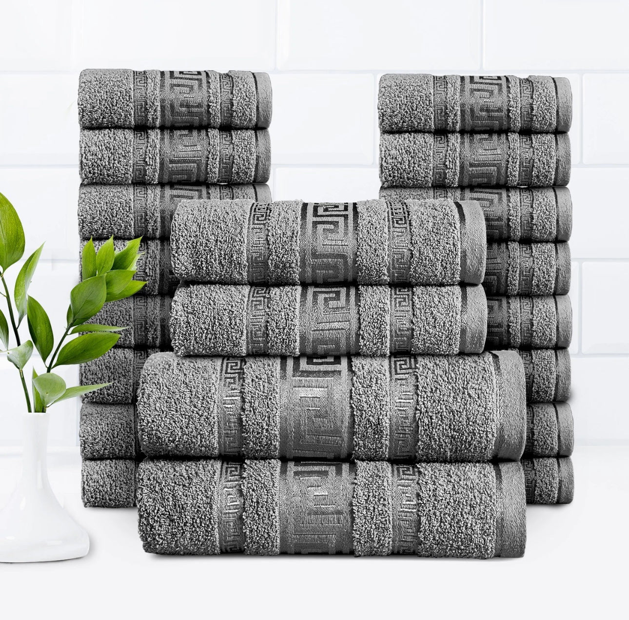 20pc Greek Key Bathroom Towel Bale