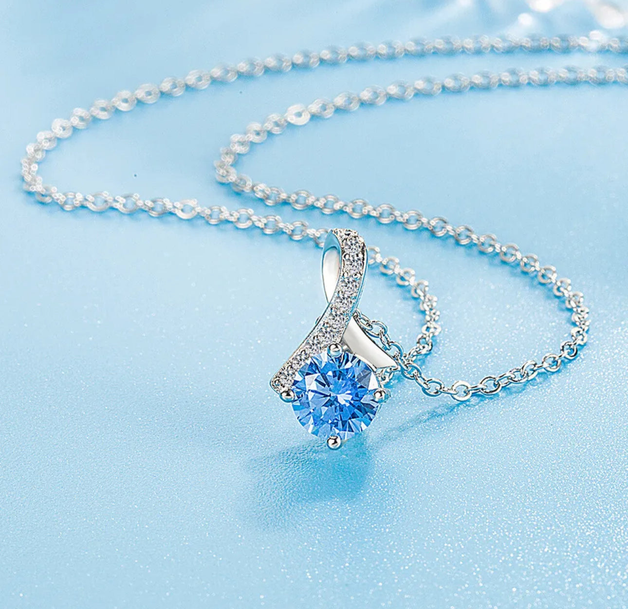 925 Sterling Silver Crystal Stone Necklace