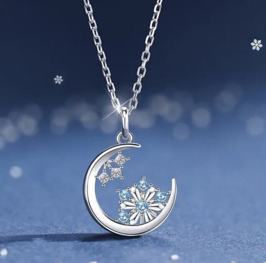 Beautiful Moon & Snowflake Necklace