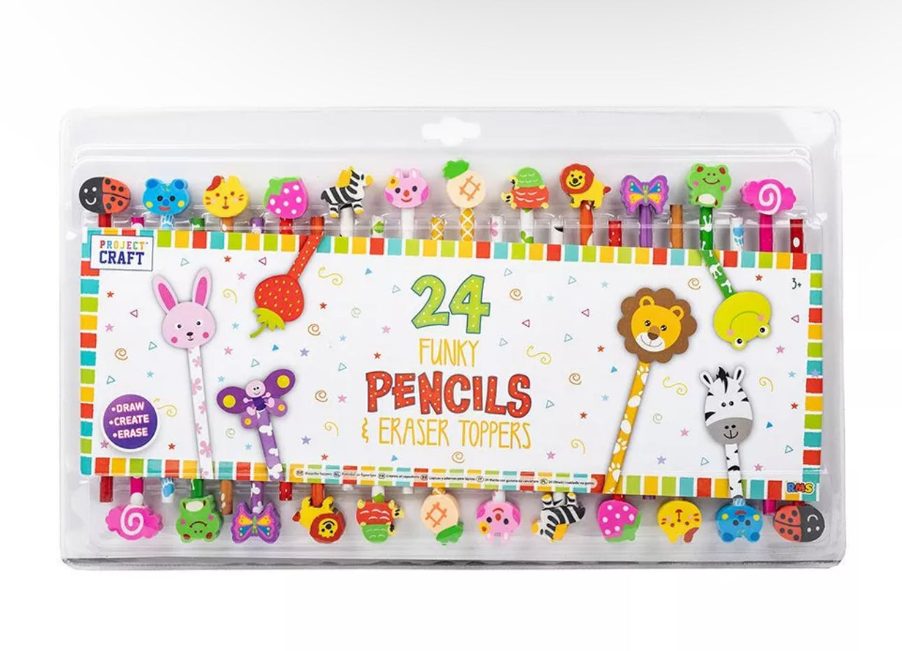 24 x Funky Pencils with Eraser Toppers