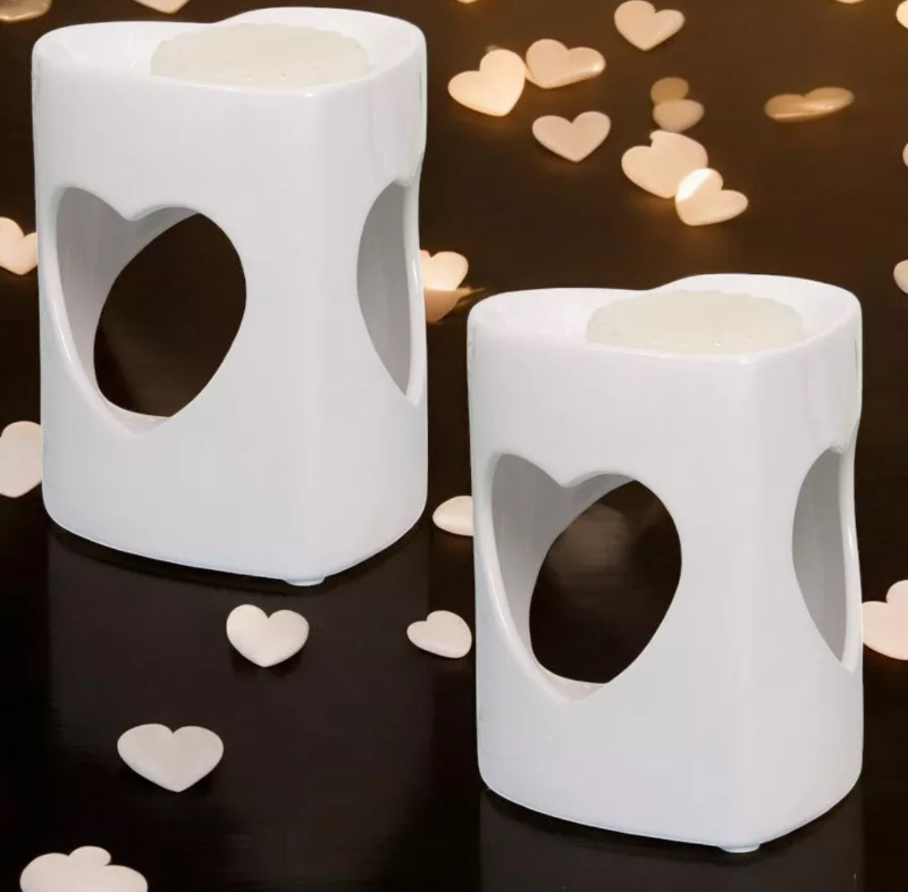 2x Ceramic Heart Wax / Oil Burners