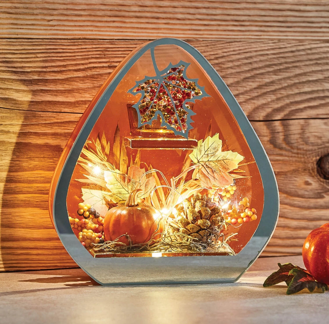 Autumnal Glass LED Candle Holder