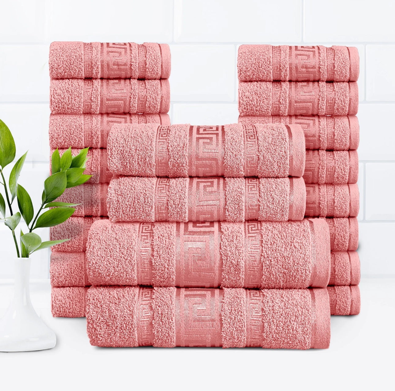 20pc Greek Key Bathroom Towel Bale