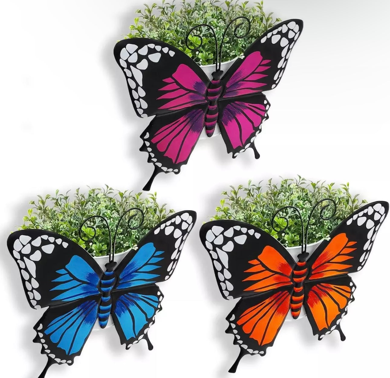 3pc Metal Butterfly Wall Plant Pots