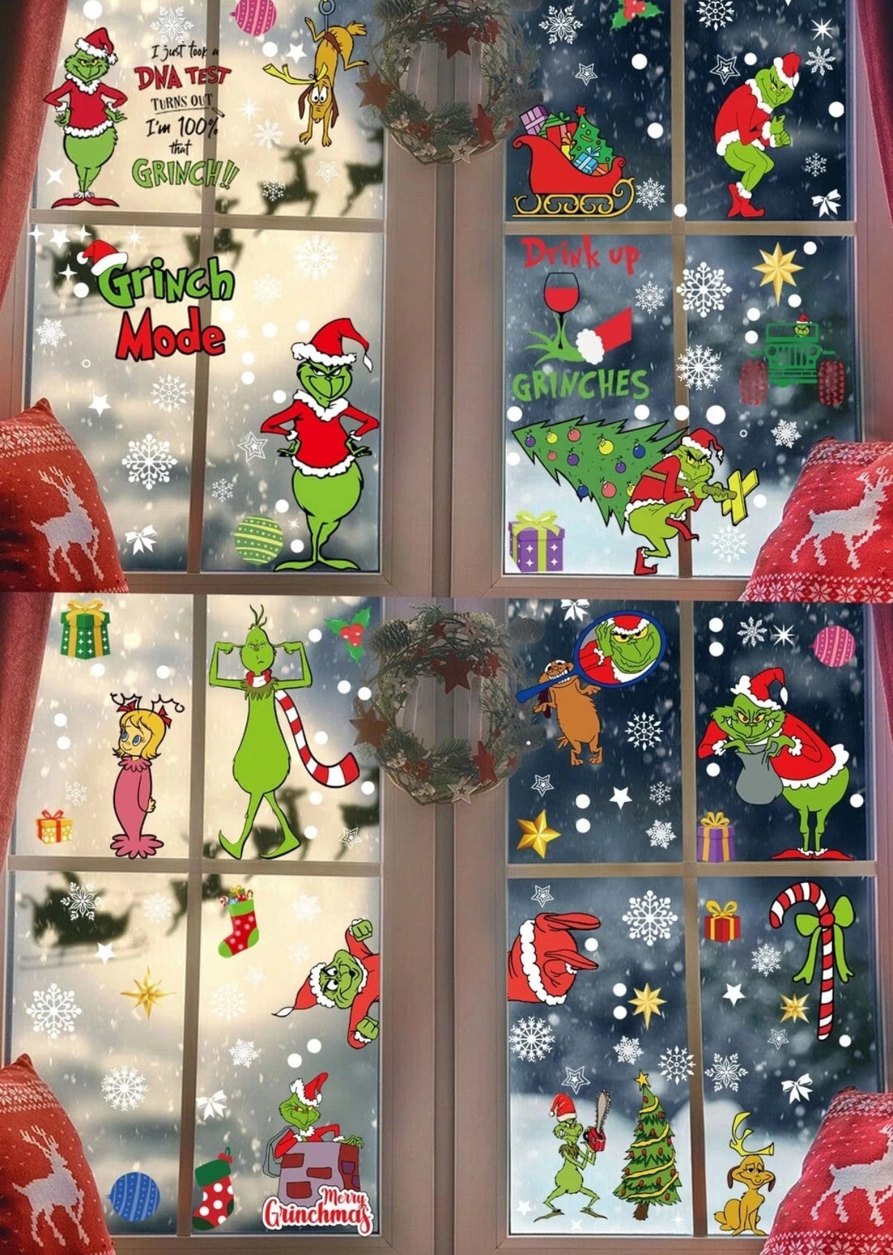 12 Sheets Of Mean, Green Man Window Stickers