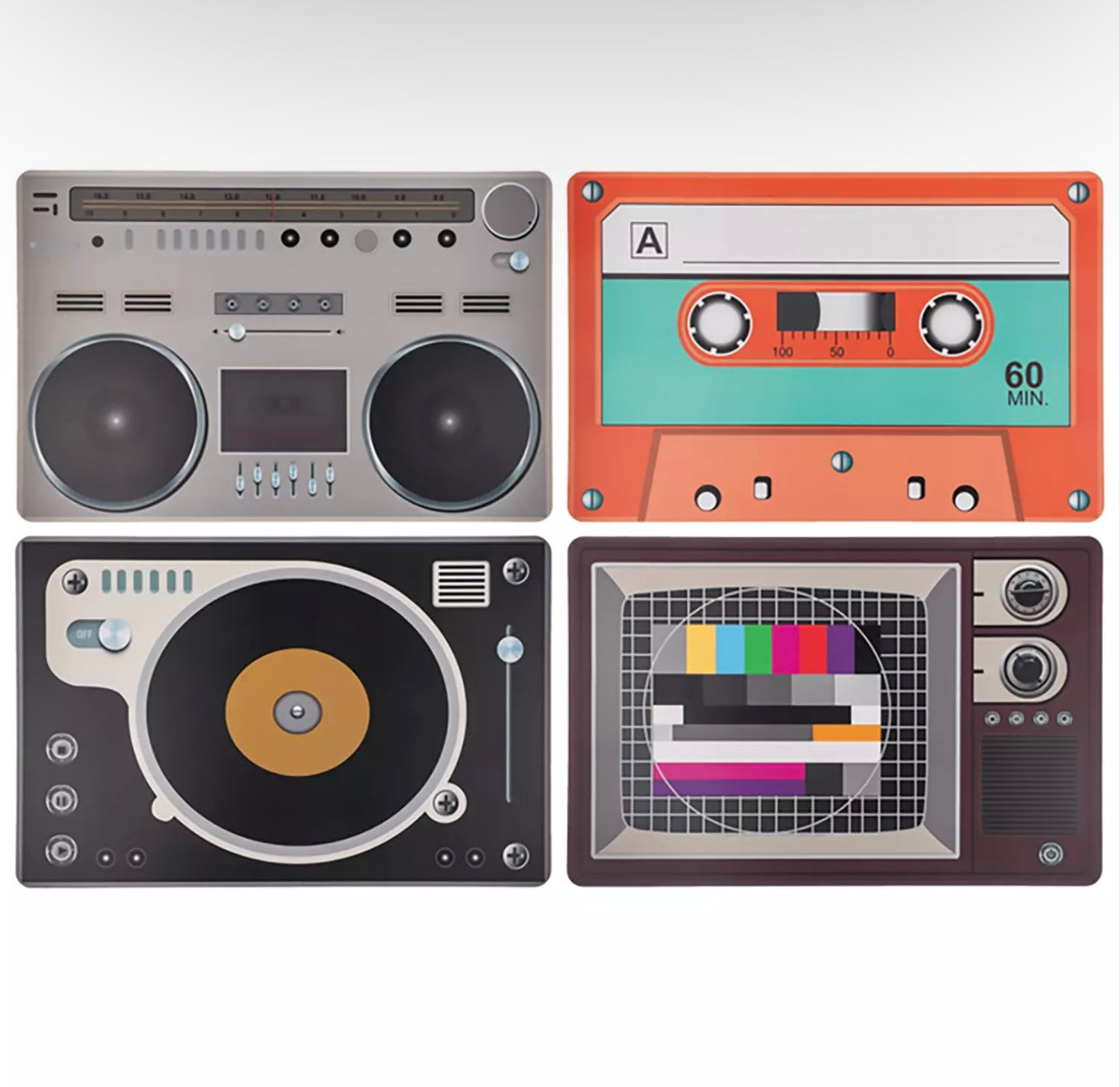 Set of 4  Retro Hi-Fi Novelty Placemats