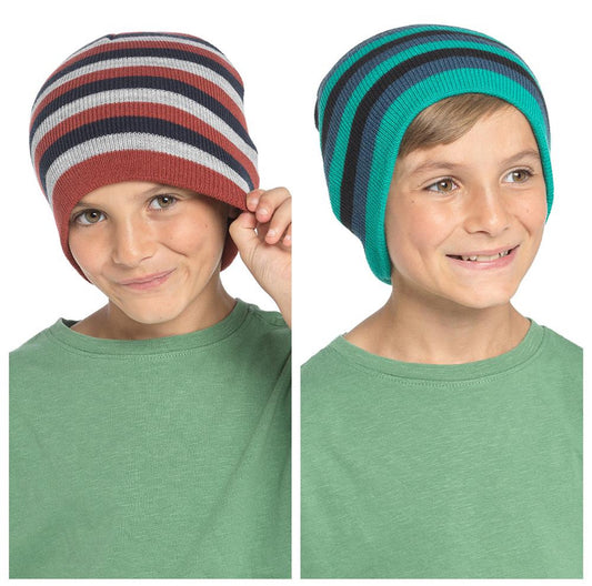 2pk Striped Beanie Hats