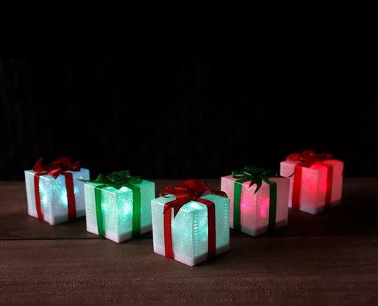 5x LED Mini Gift Box Decorations