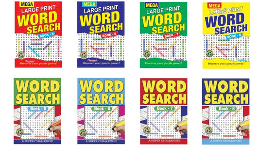 8x Mega Large Print Puzzle Books