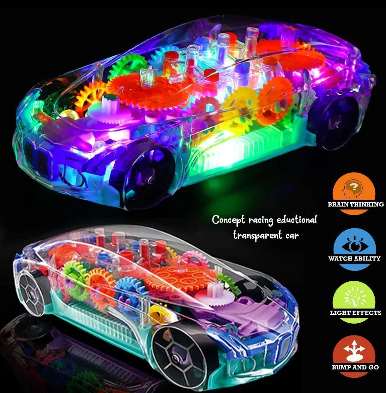 Transparent Car With Gears, Lights & Sounds